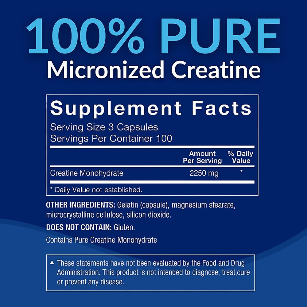 BodyTech Creatine Monohydrate Capsules, 300 Count (Pack of 1), No Color