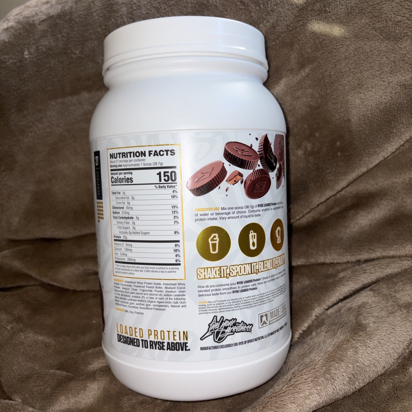 RYSE Loaded Premium Whey Protein Powder with MCTs – Peanut Butter Cup 2.3 lbs