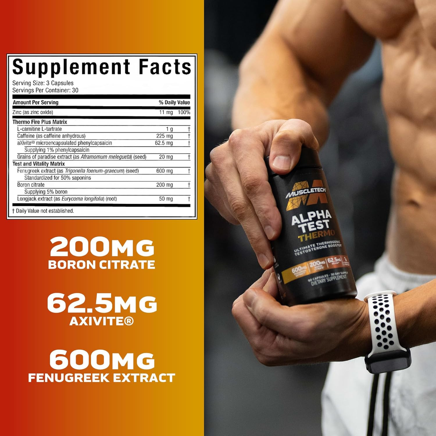 Thermogenic Testosterone Booster for Men, AlphaTest Thermo – T-Boost Mens Supple