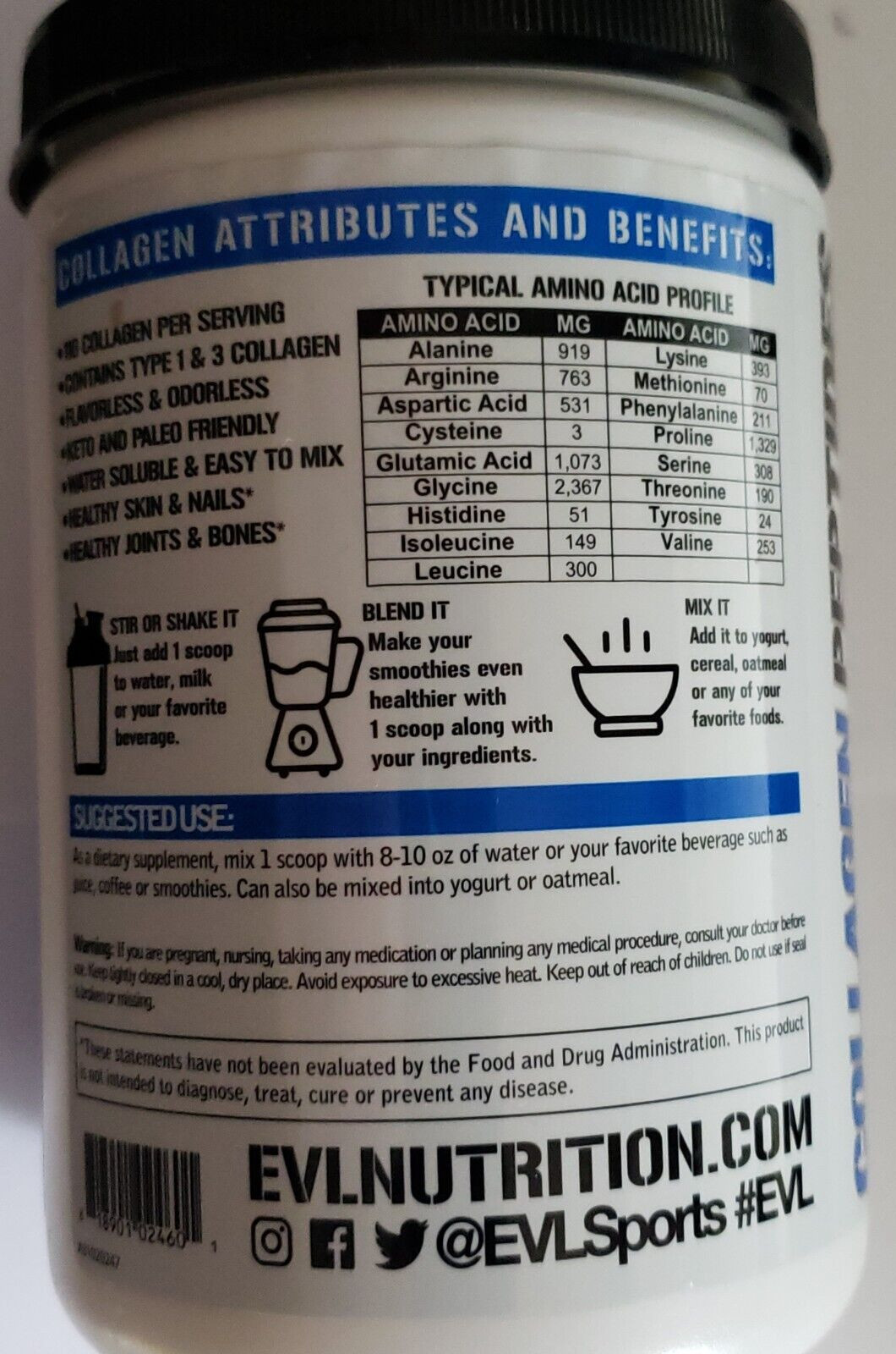 Evlution Nutrition – Collagen Peptides – 30 Servings – Unflavored – Exp 6/2025