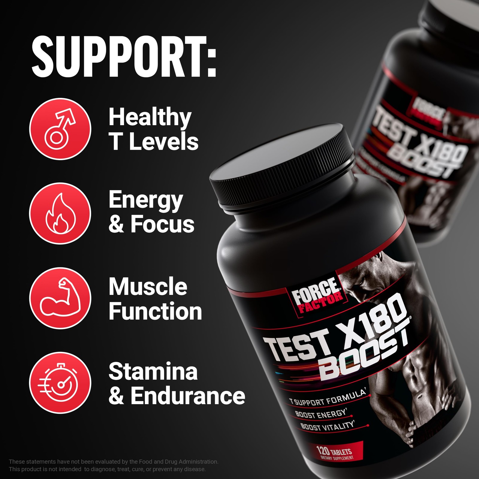 Force Factor Test X180 Boost 9-In-1 T Support For Men D-Aspartic Acid Boron