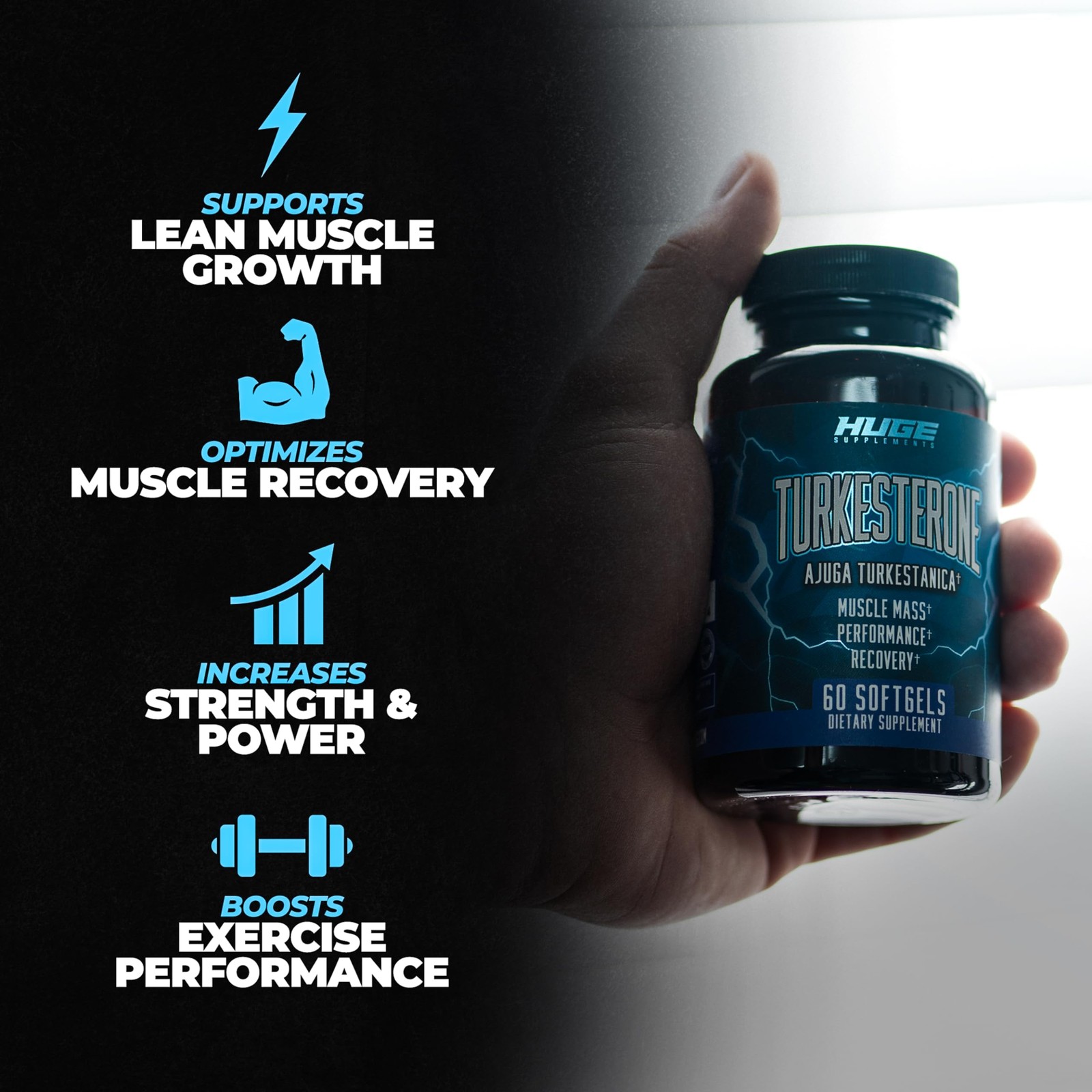 Turkesterone Supplement (500mg) Ajuga Turkestanica Extract, Improve Lean Muscle