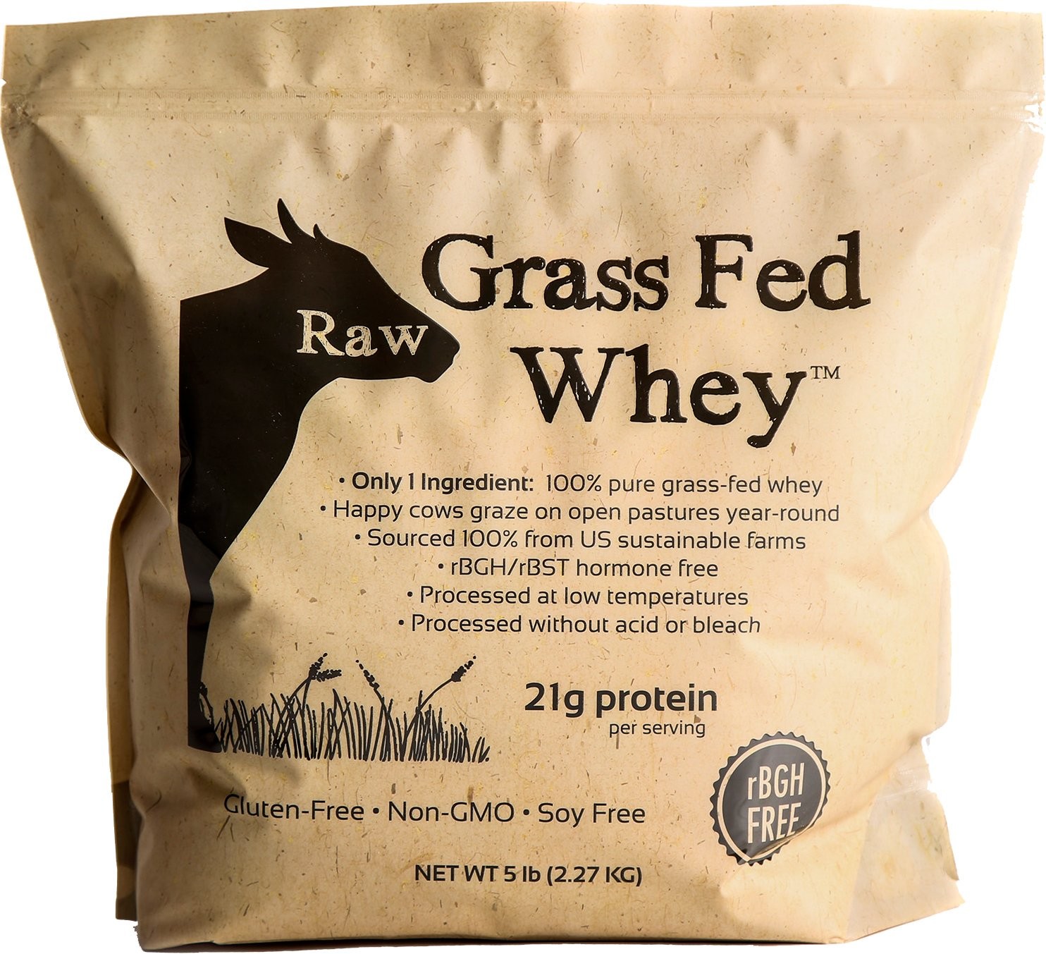 Raw Grass Fed Whey Protein Powder Unflavored 1 Ingredient No Additives or