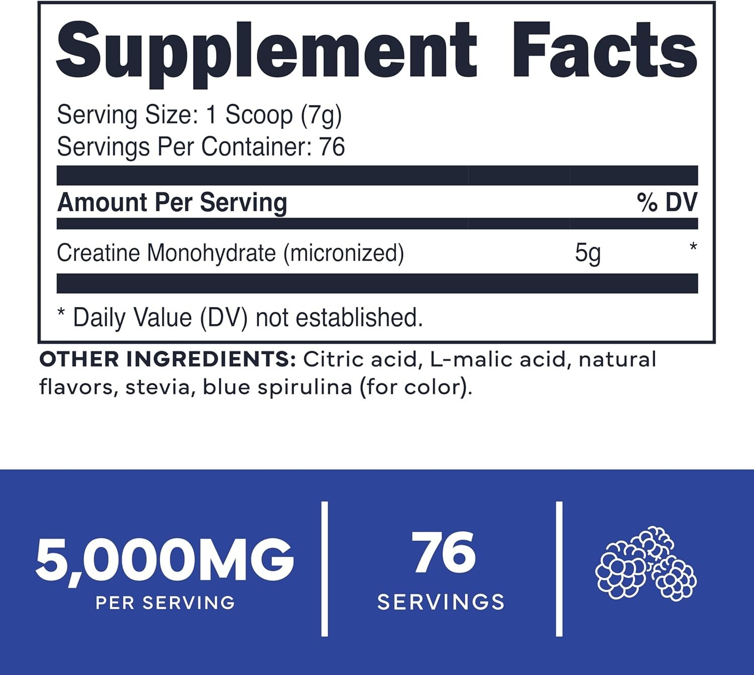 TypeZero Creatine Monohydrate Powder 500 Grams – Blue Raspberry Flavor – 1.1 lbs