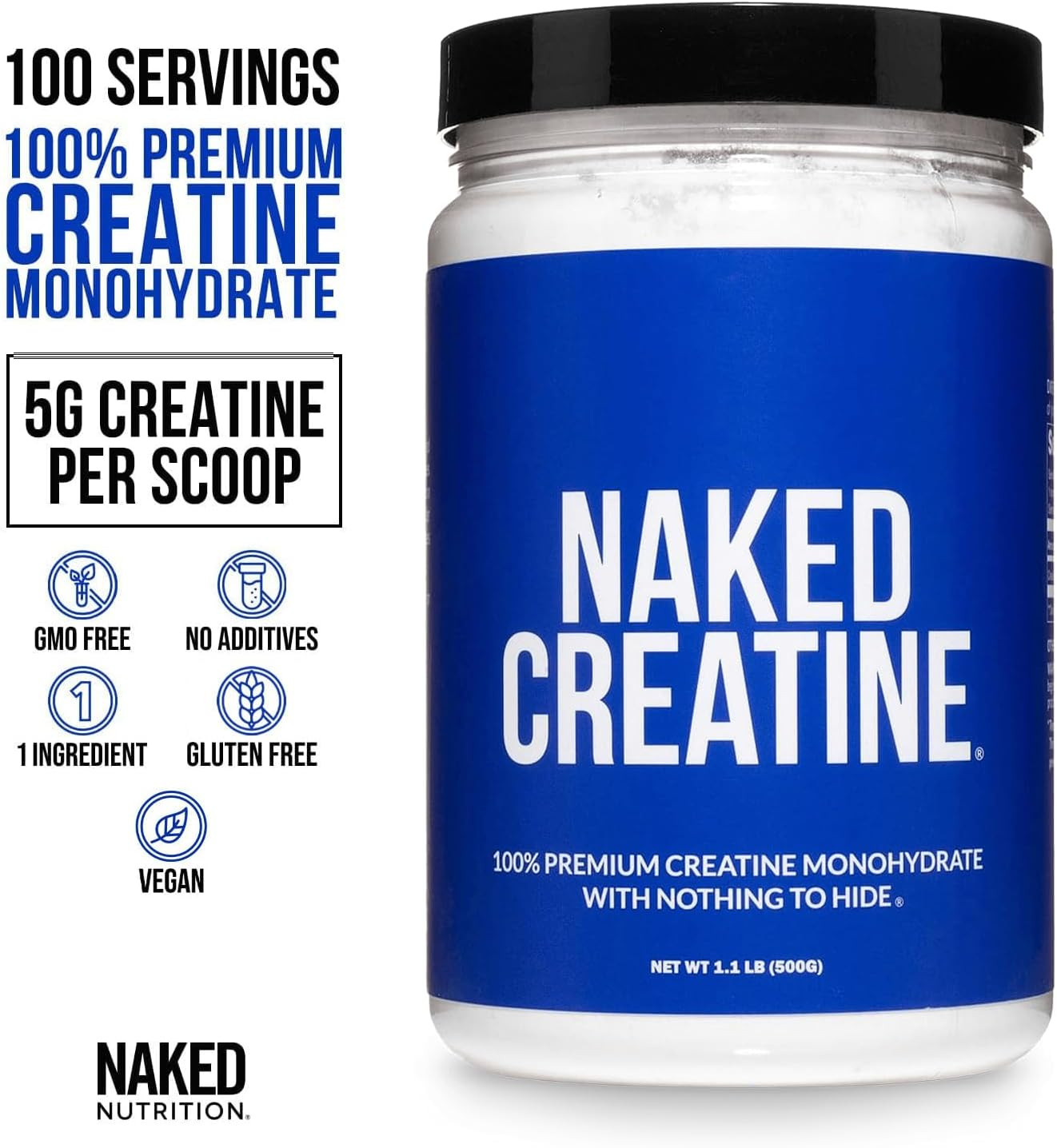 Pure Micronized Creatine Monohydrate Powder – Unflavored, 500G, 1.1Lb Bulk – …