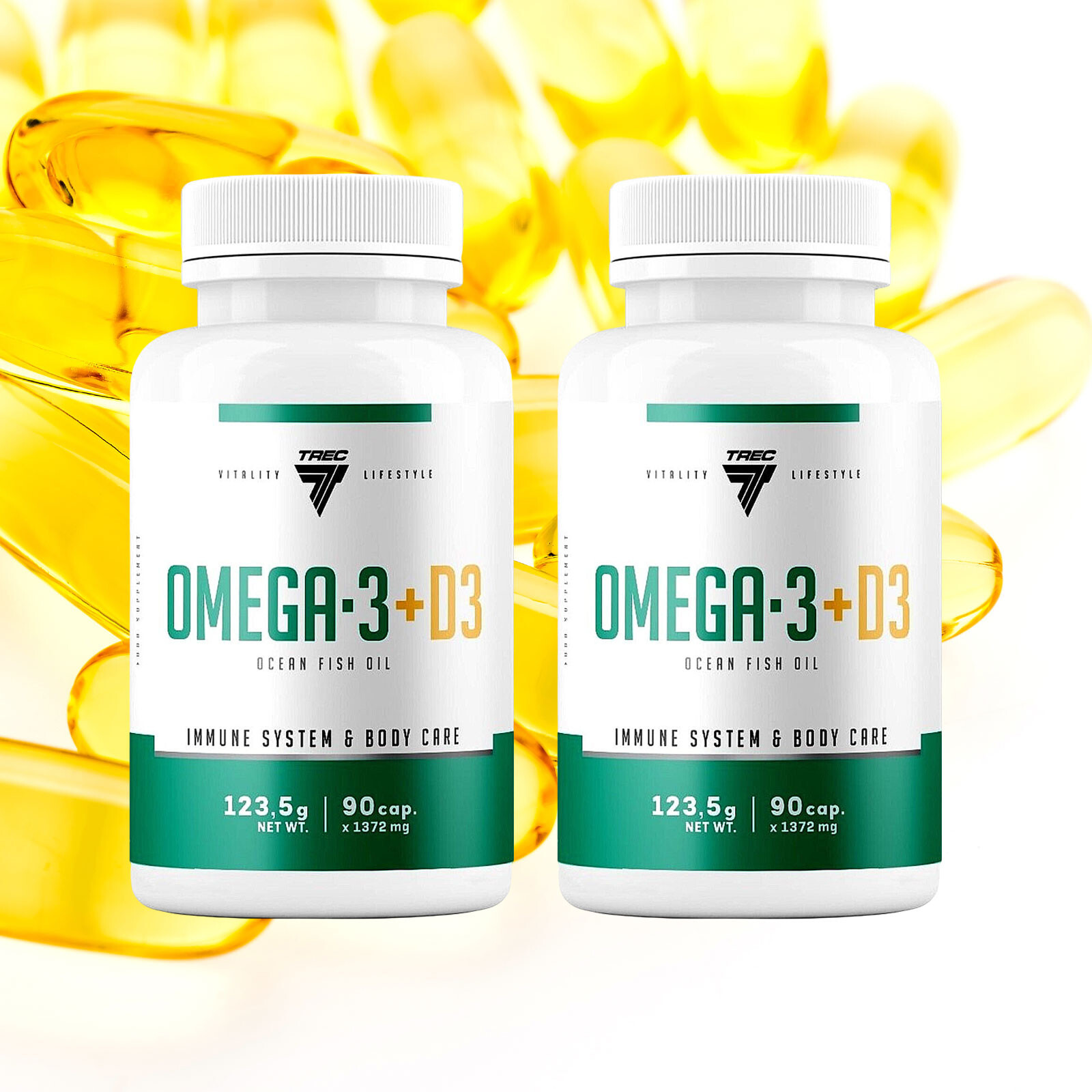 Omega 3 + Vitamin D3 90–180 Capsules – Ocean Fish Oil – EPA DHA – High strength