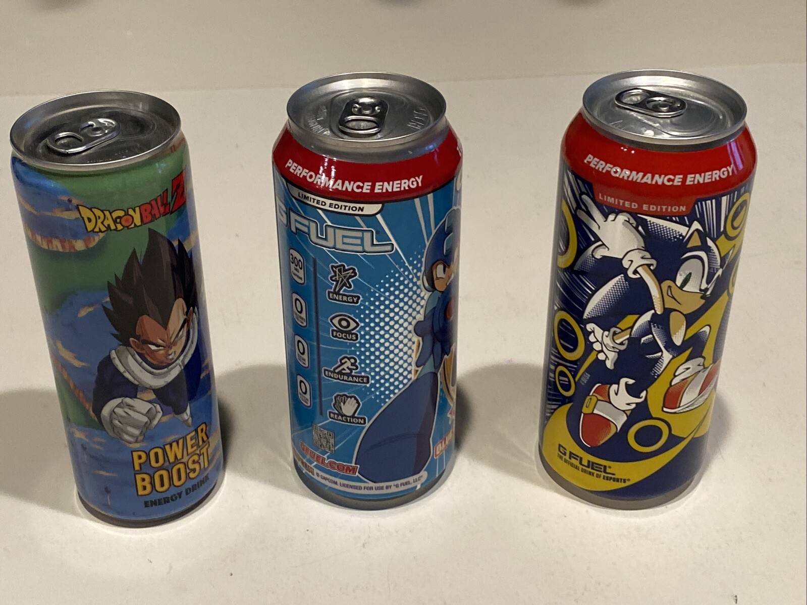 Megaman, Sonic The Hedgehog, DragonBall Z, LIMITED EDITION Energy Drinks