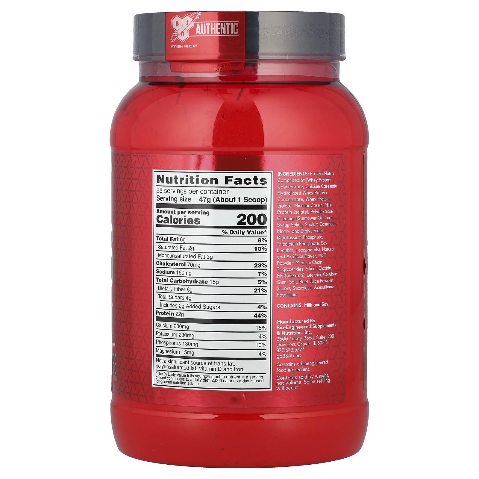 BSN, Syntha-6 Lean Muscle Protein Powder Drink Mix Strawberry Milkshake 2.91 lbs