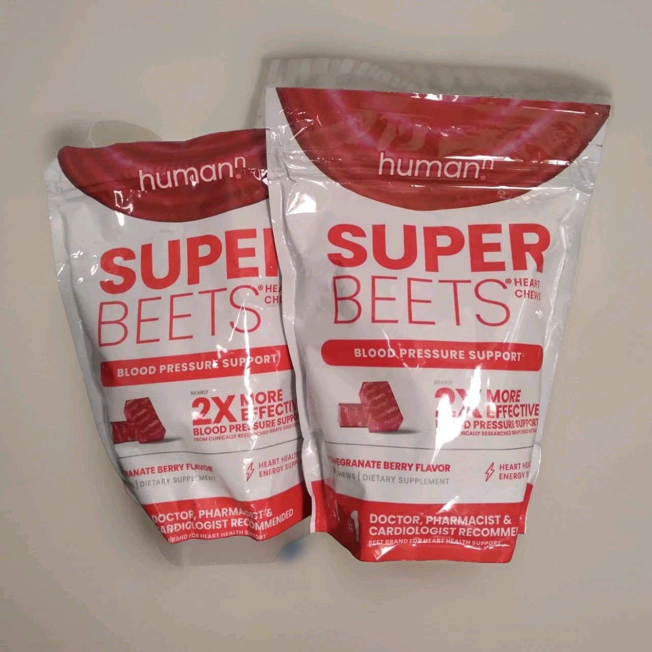 HumanN SuperBeets Heart Chews, Pomegranate Berry, 60 Chews, 2 Pack