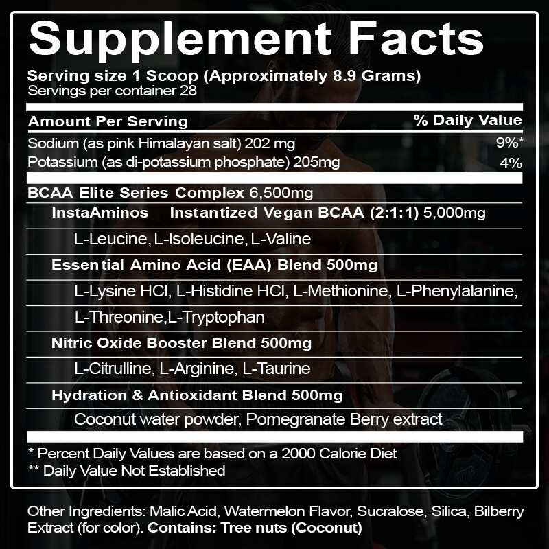 Pomegranate Watermelon BCAA Powder, Muscle Growth & Recovery – Amino Acids