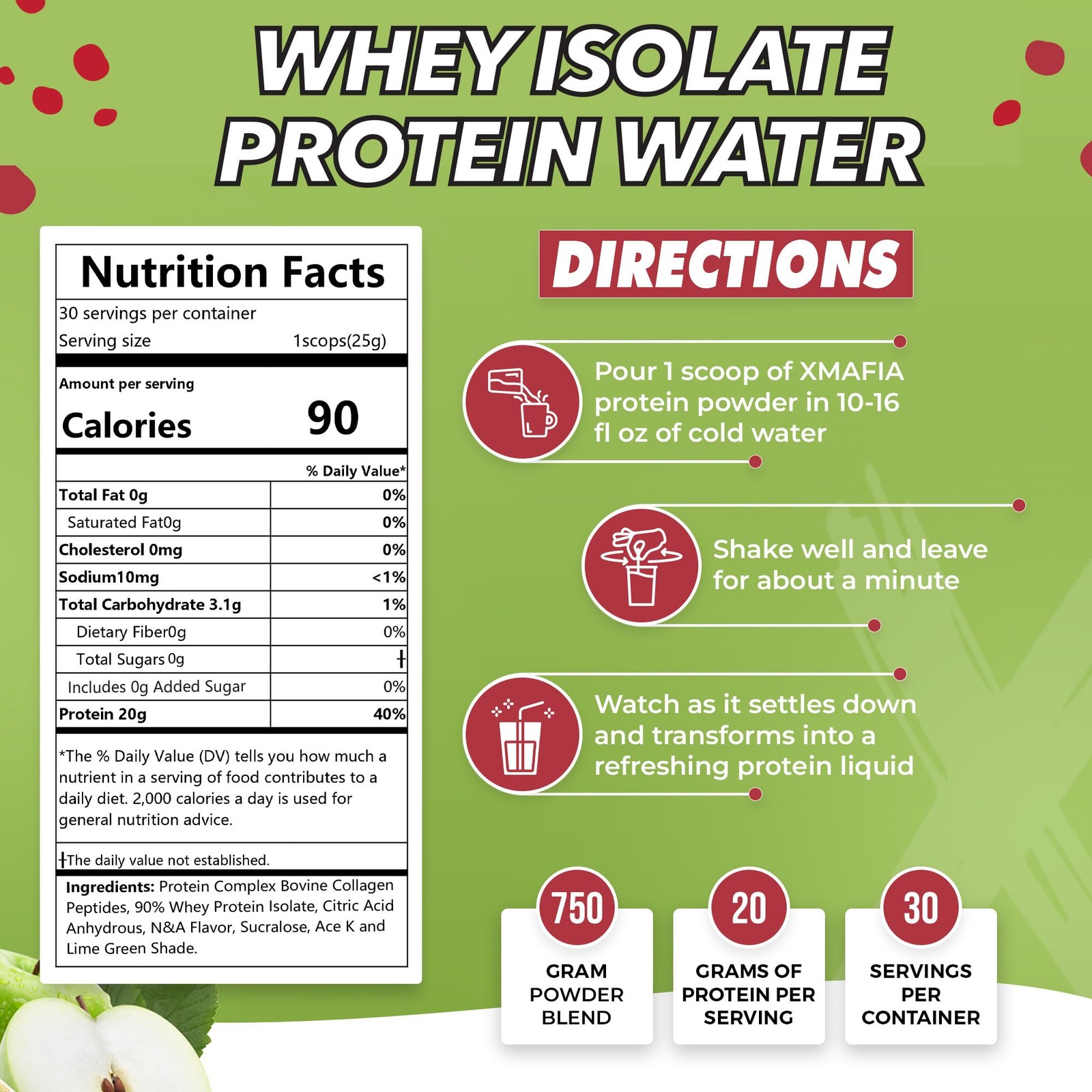 XMafia – Protein Water, Clear Protein Powder – 30 Servings, 20g Protein, 27 o…