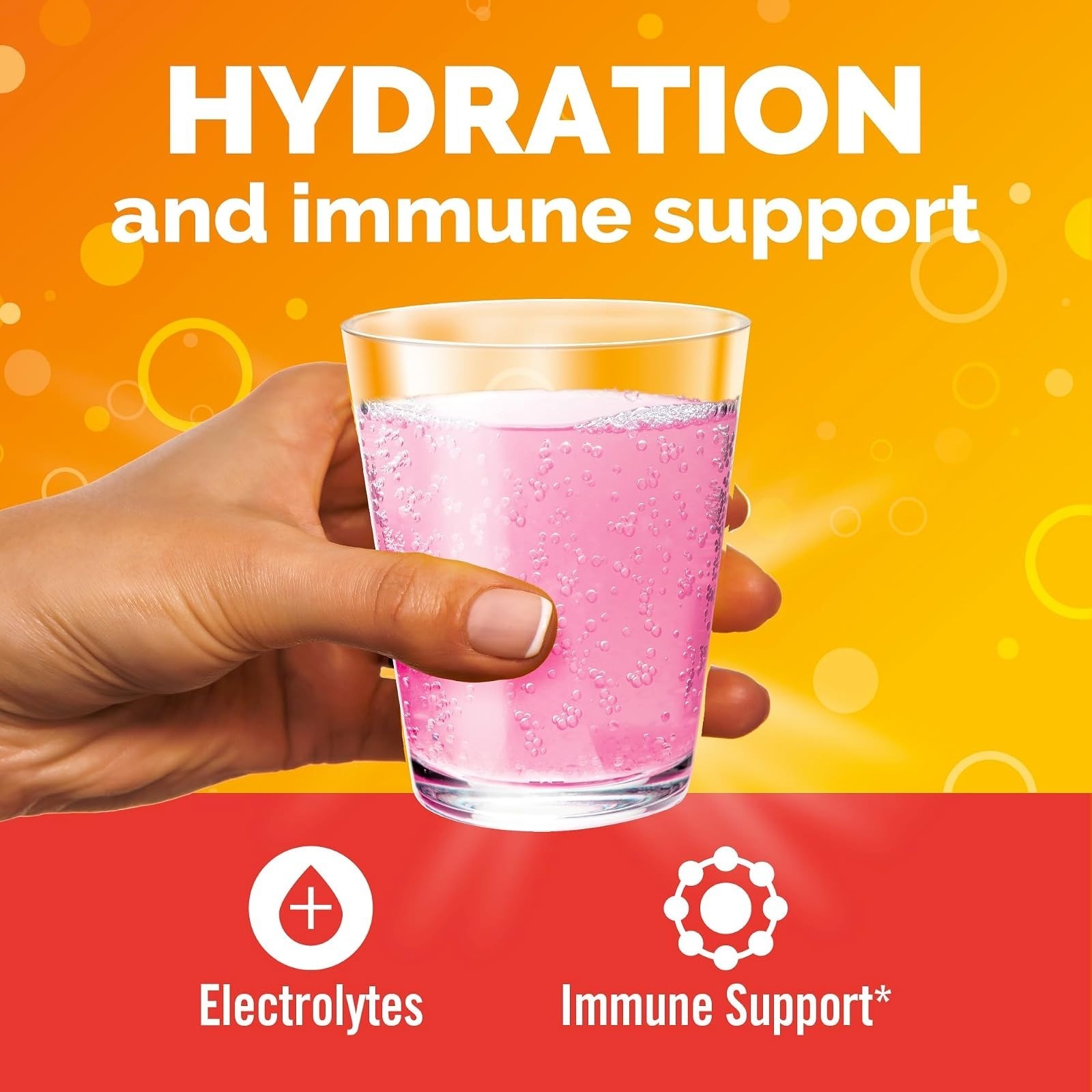 Emergen-C Hydration+ Vitamin C Sports Drink Mix, Raspberry, 18 Packets
