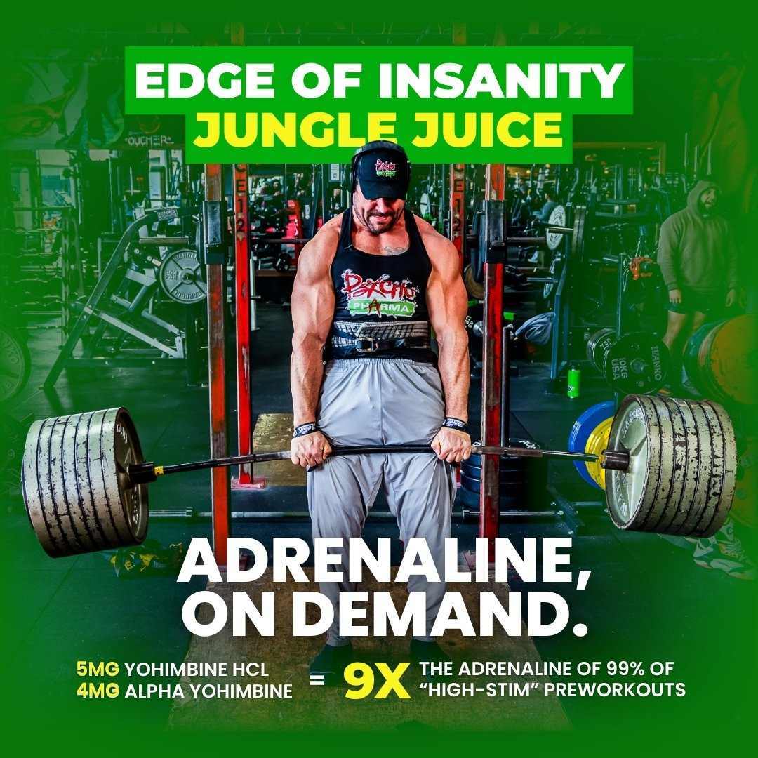 Psycho Pharma EDGE OF INSANITY 25 Serving Pre-Workout Powder Extra Kick FRESH