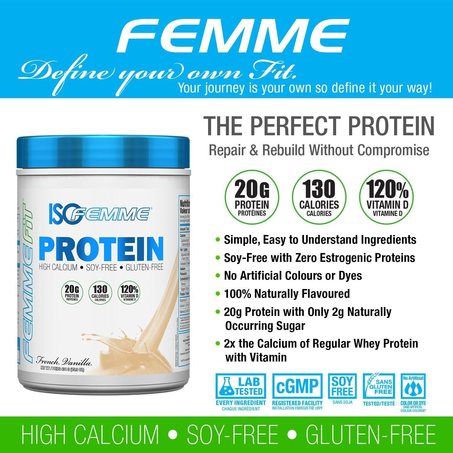 QTY: 2), ISOFEMME WOMEN Protein French Vanilla Powder 434 g