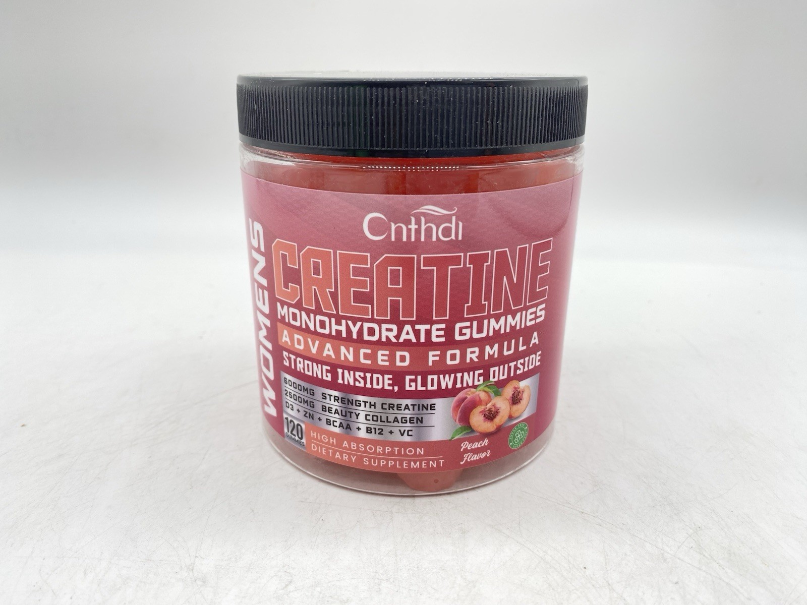 Cnthdi Creatine Monohydrate Gummies Peach, Gluten-Free, Soy-Free- 6000mg 120 Ct