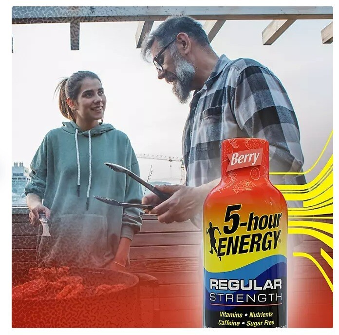 5 Bottles – 5-Hour Energy Regular Strength Shot, Berry, 1.93 fl oz