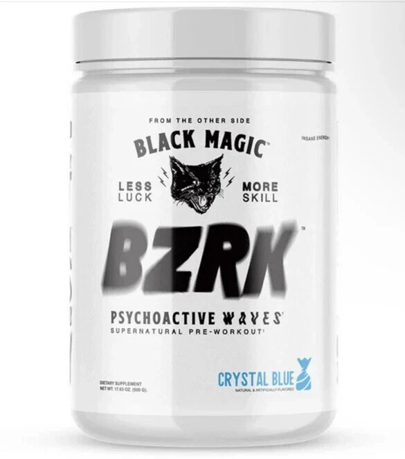 BZRK Pre Workout Black Magic Supply 25 Serving, Crystal Blue Energy And Focus