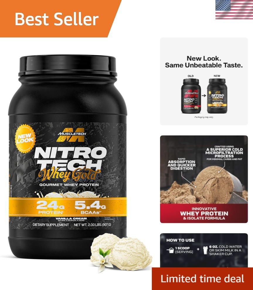 Whey Protein Isolate Vanilla Cream 2LB – 24g Protein for Muscle Recovery