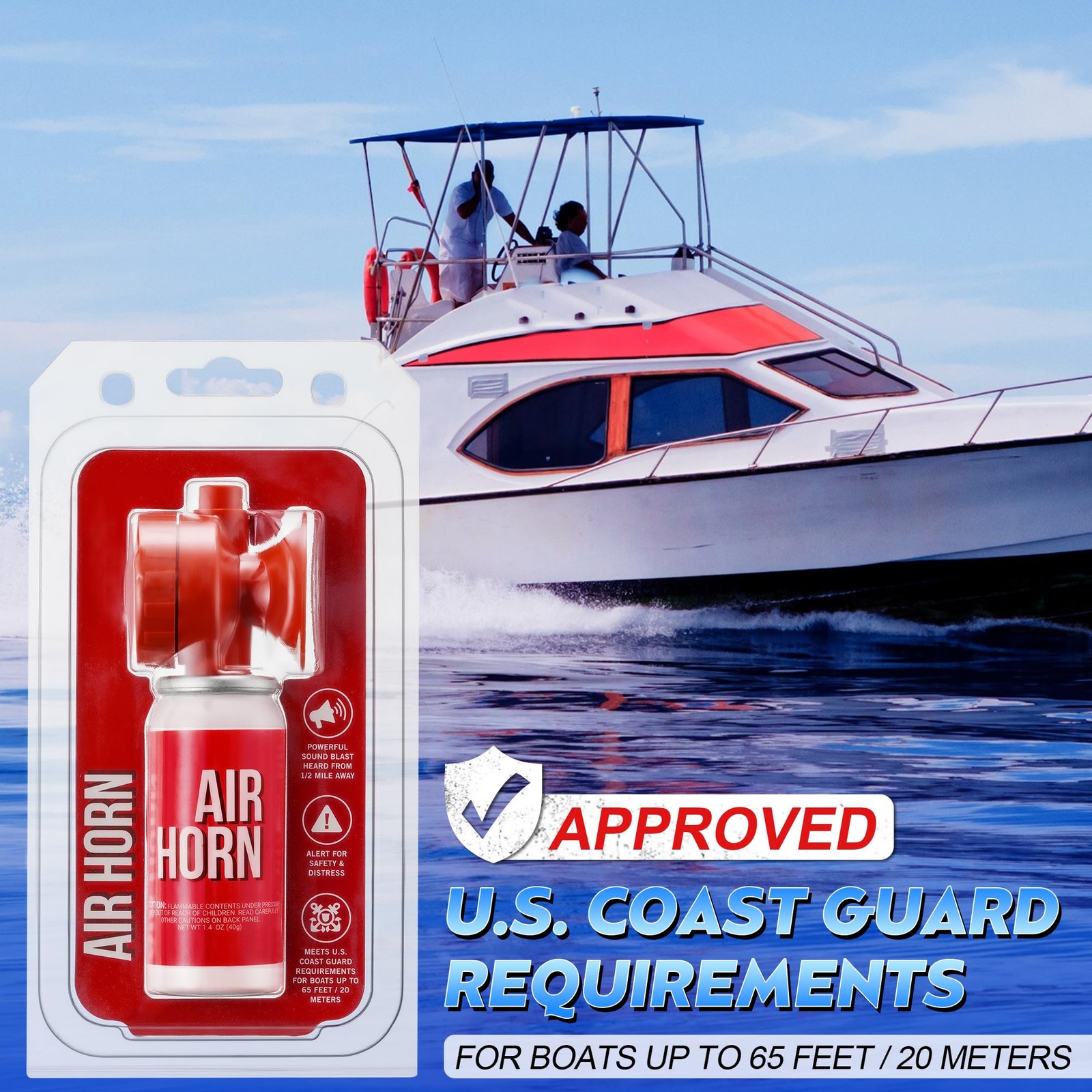 Saillong 2-Pack 1.4oz Boat Air Horns – Loud Marine Safety Mini Horn Can Set