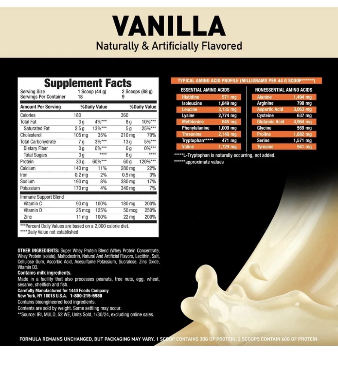 Body Fortress Whey Protein Vanilla 1.74lb 60g Protein
