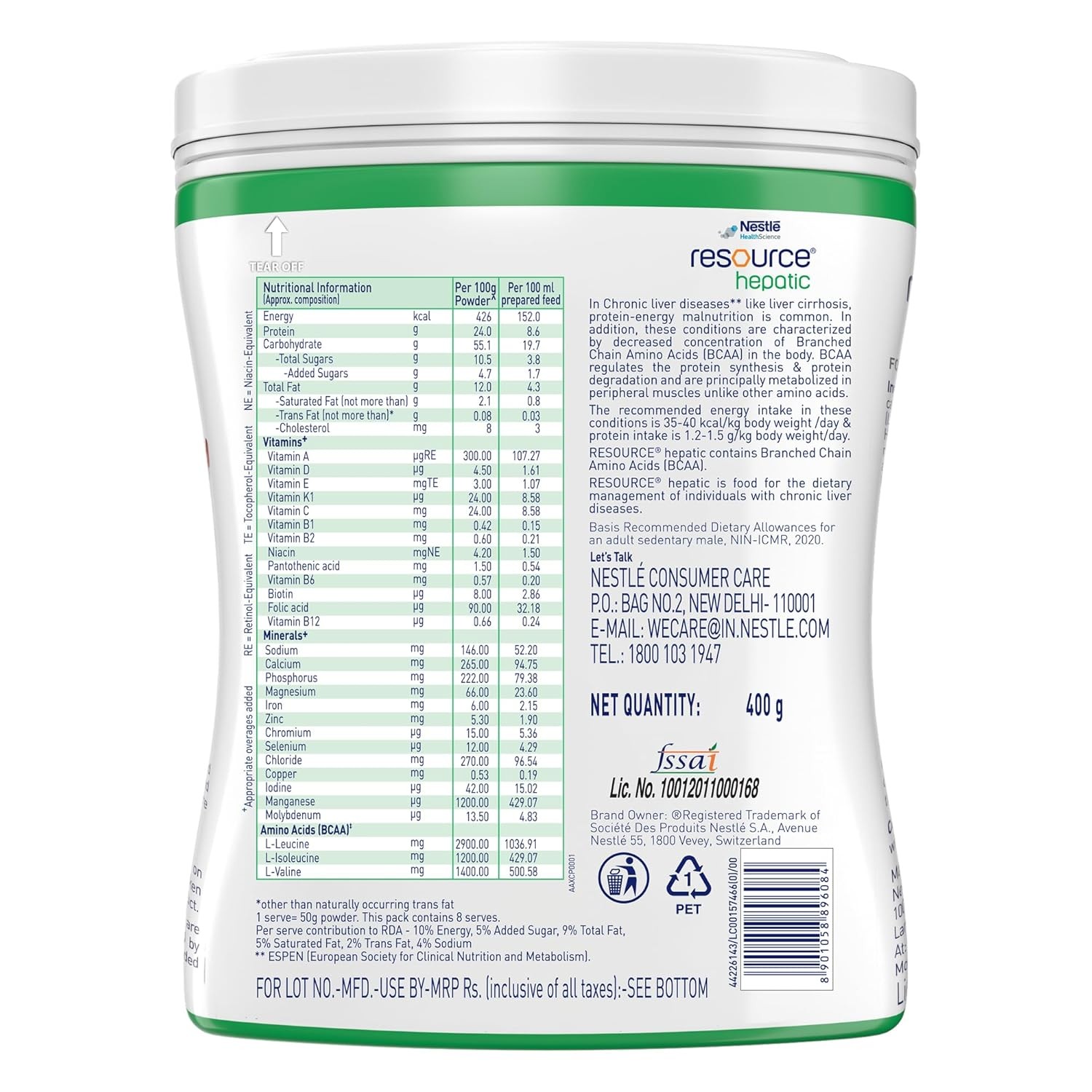 Nestle Resource Hepatic 400gms Jar Pack in Vanilla Flavour