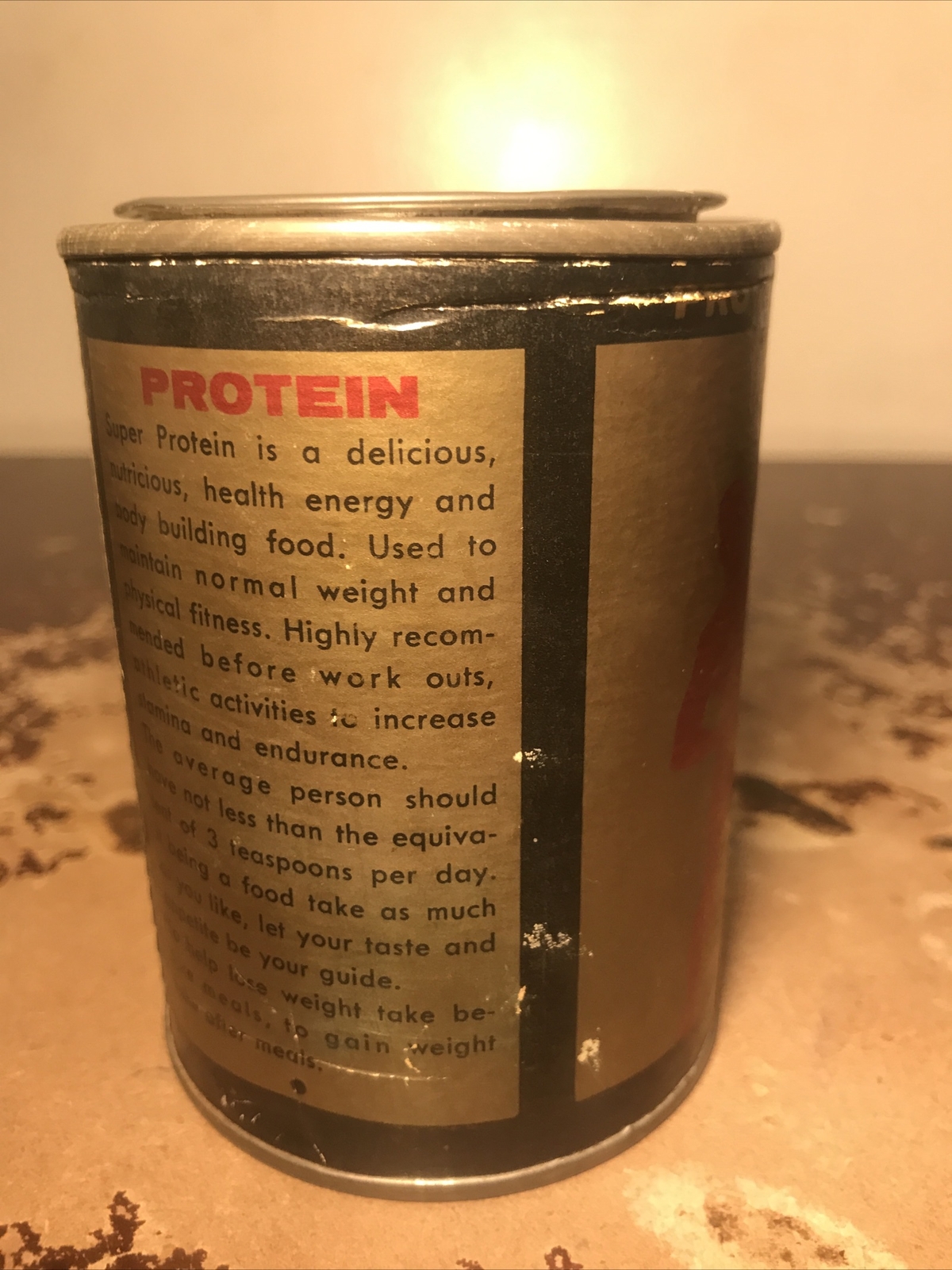 Vintage Protein Powder Container 11 Oz Super 60 Protein