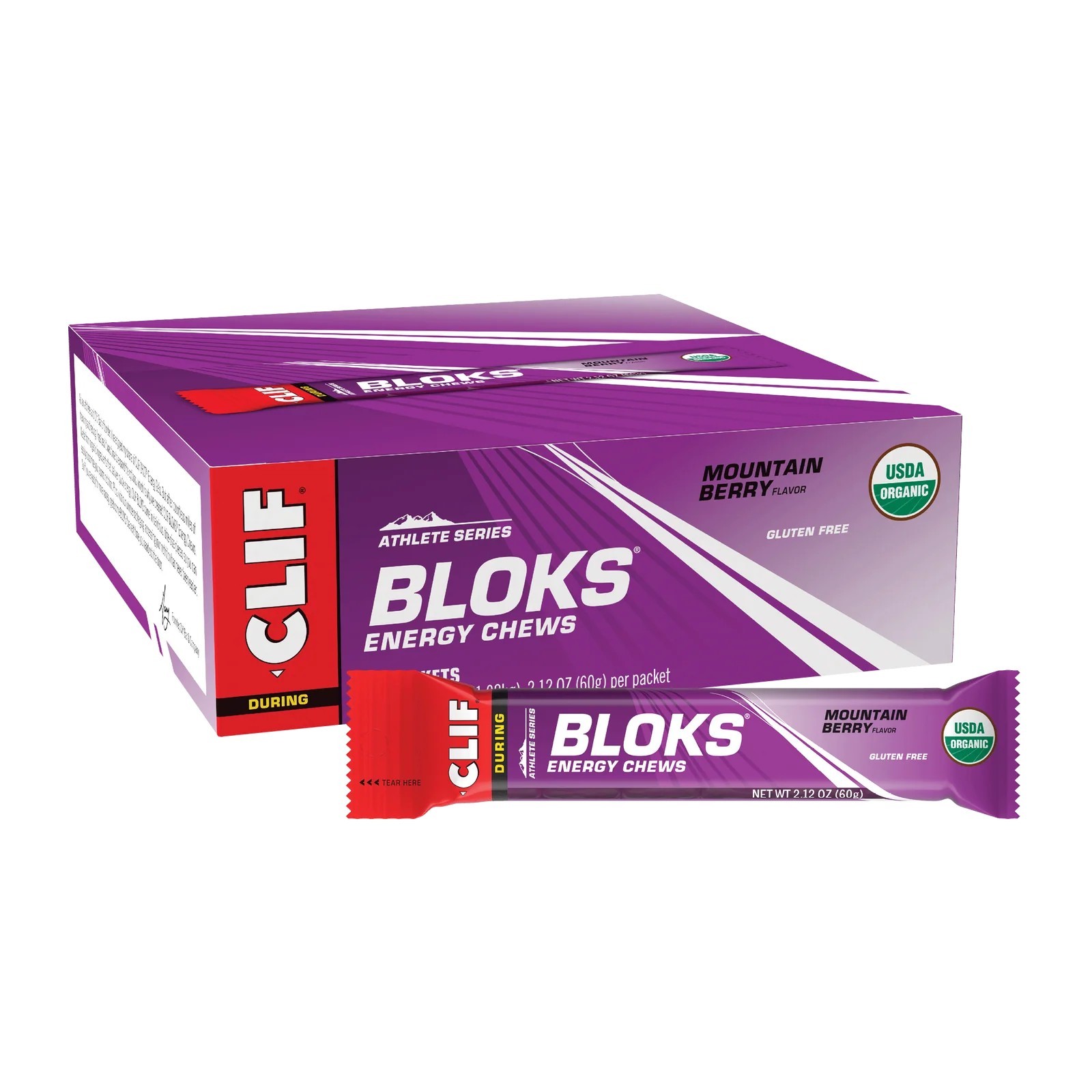 New CLIF Bloks Energy Chews Mountain Berry 18 Bars x 60g