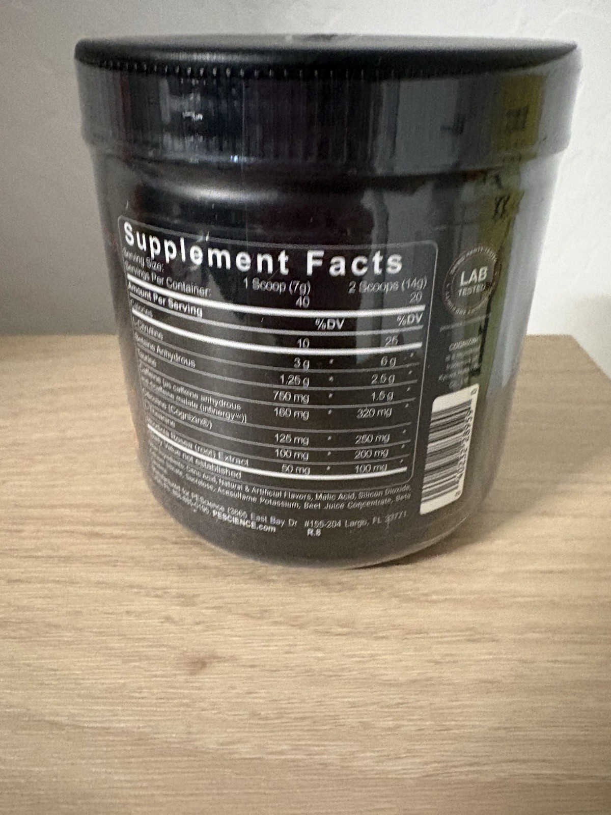 PEScience Prolific Pre Workout Powder Sour Peach Candy 9.88 oz Caffeine