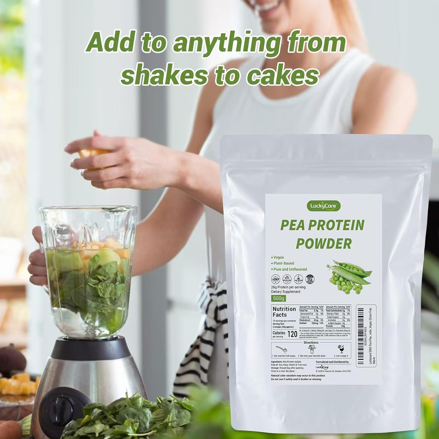 Pea Protein Powder Unflavored Vegan Plant Protein 1.1lb