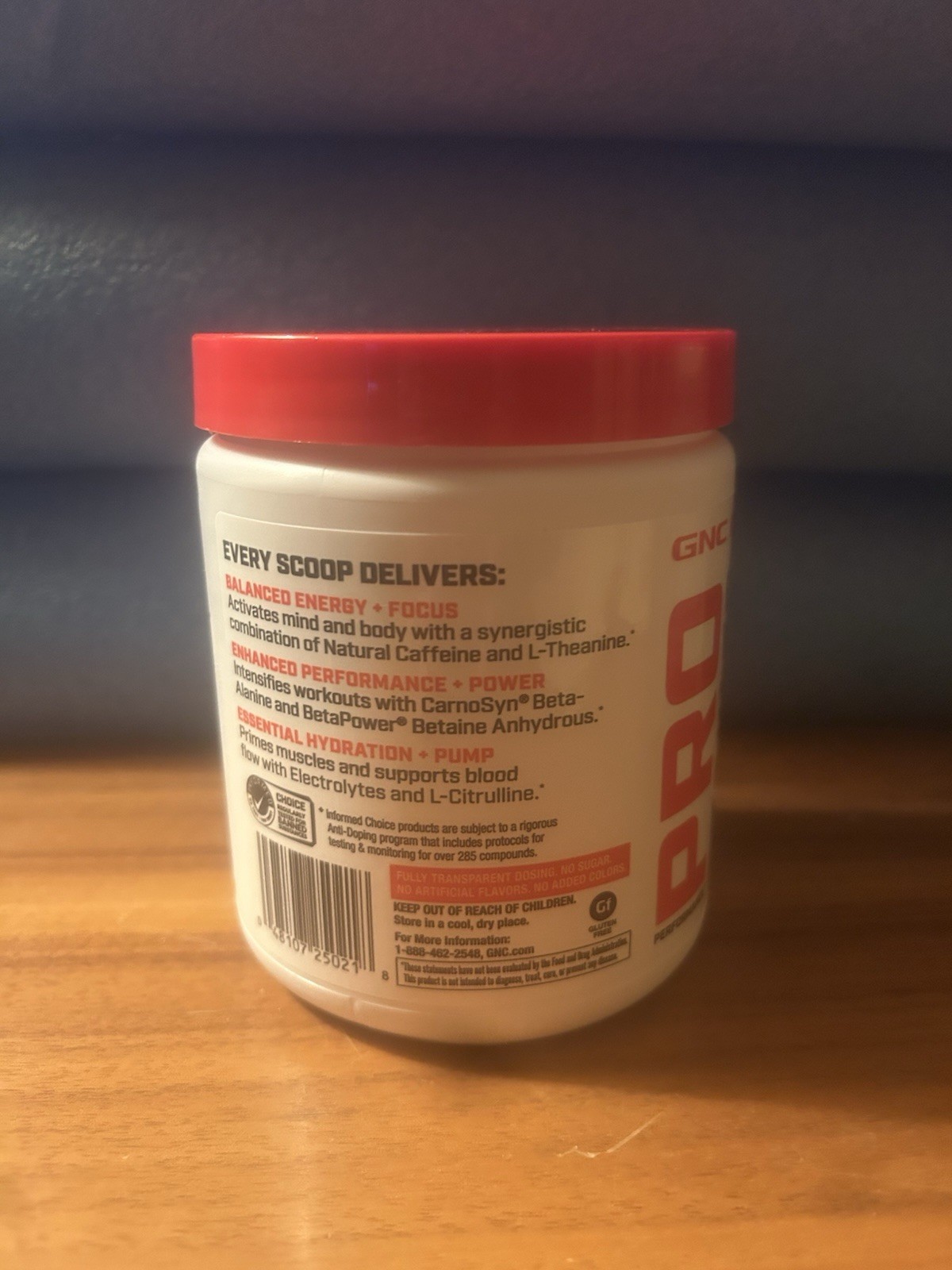 GNC Pro Pre-Workout Blue Raspberry 30 Servings Natural Caffeine 160mg Hydration