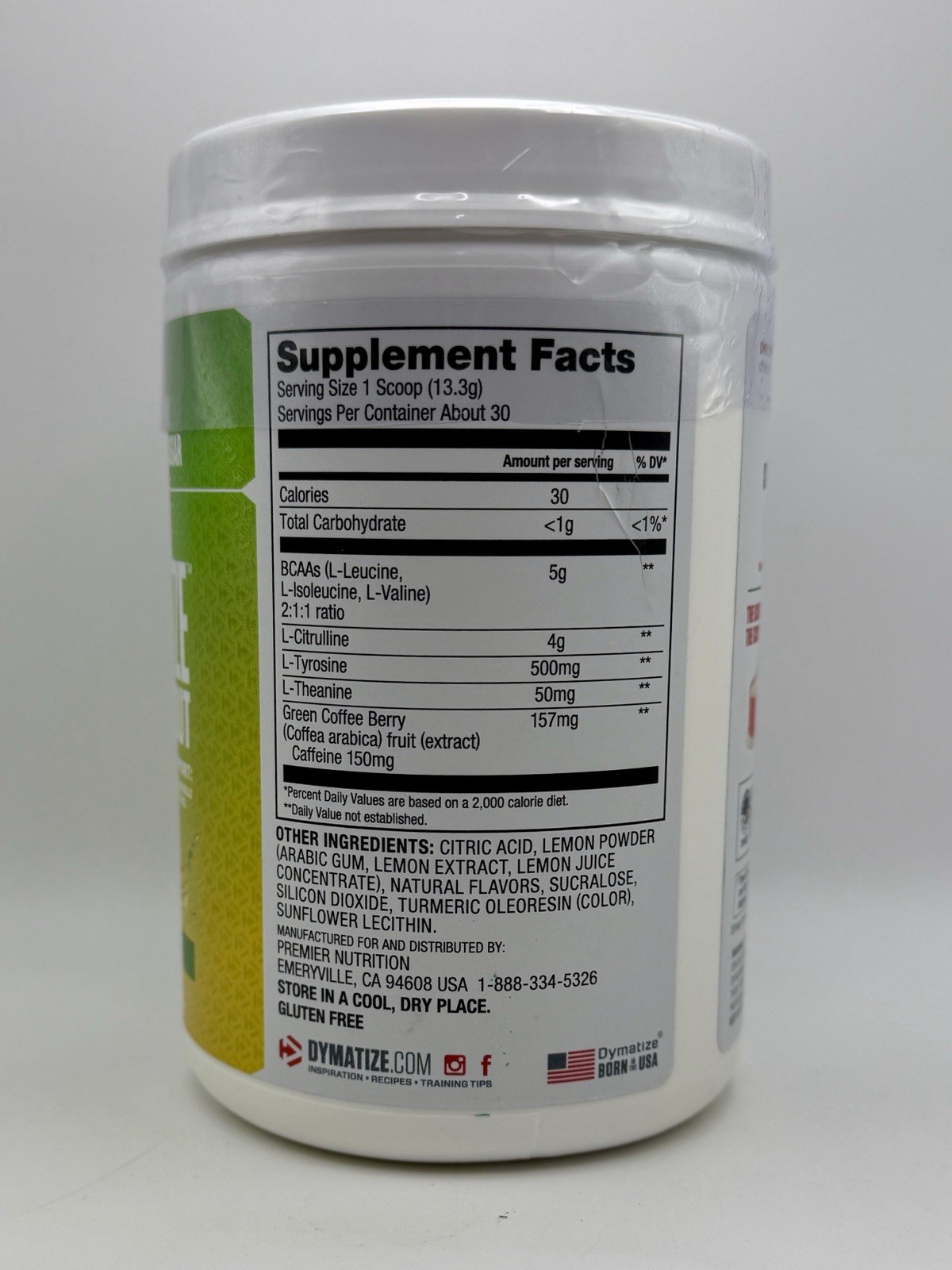 Dymatize Energyze Pre-Workout Lemon Lime 30 Servings 14.1 oz BBD 02/27