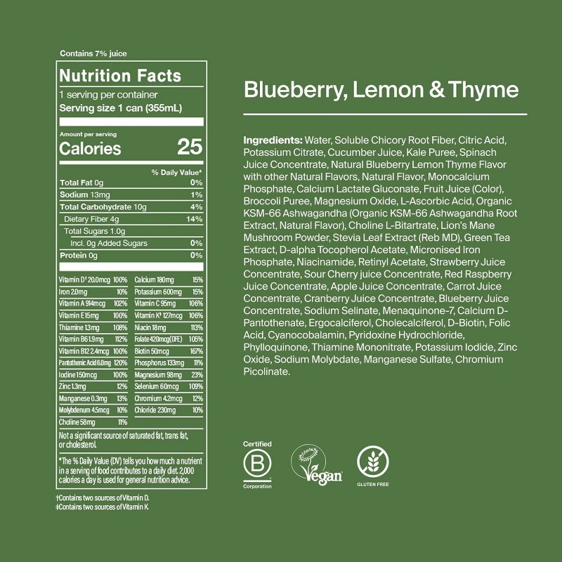 Blueberry Lemon Daily Greens Ready-to-Drink Greens and Superfood Supplements –