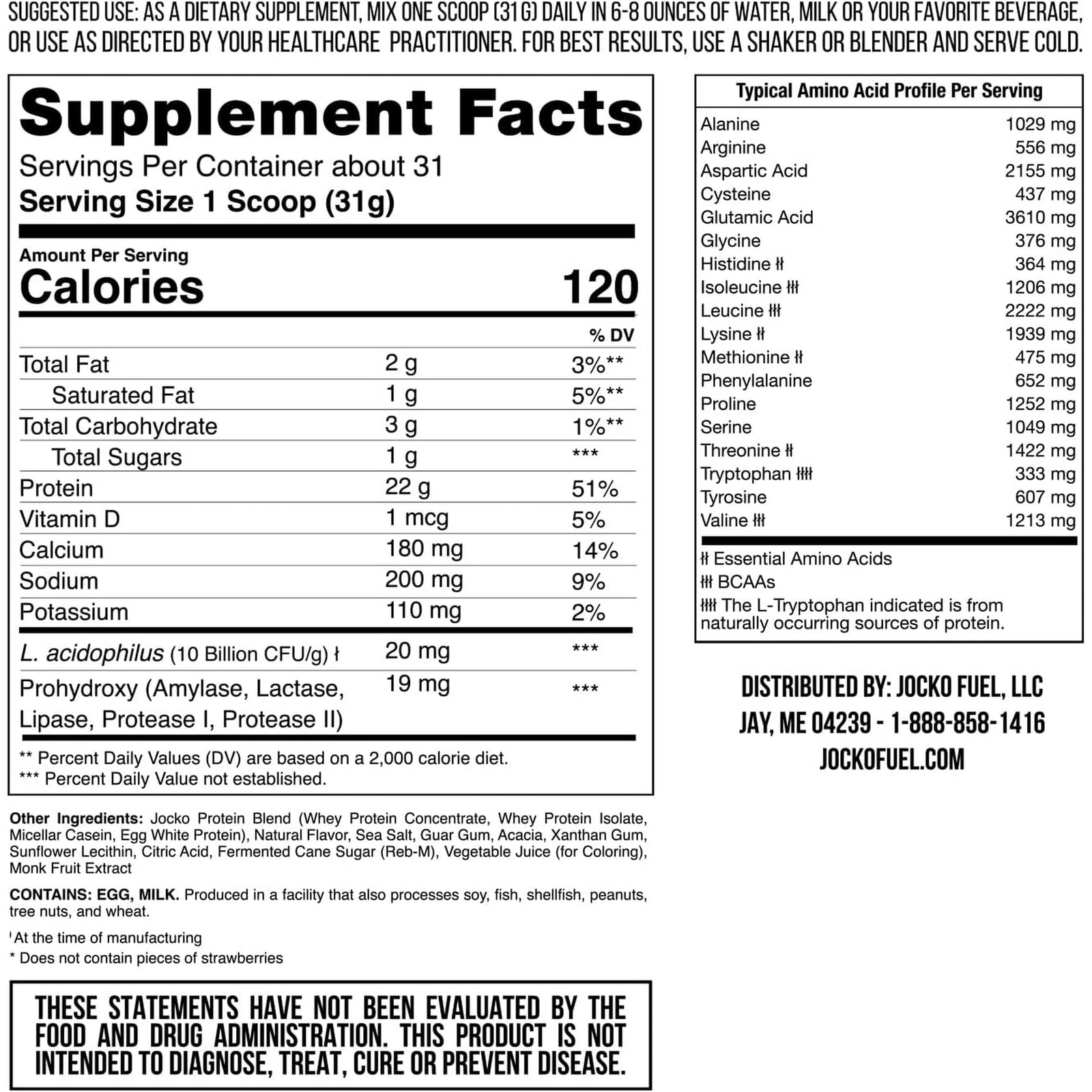 Jocko Mölk Whey Protein Powder 22g Sugar-Free – 31 Servings, Strawberry