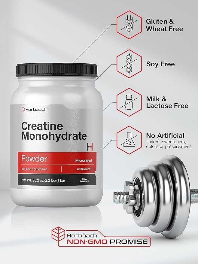 Horbäach Creatine Monohydrate Powder | 2.2lbs (35.2 oz) | HPLC Purity Tested |