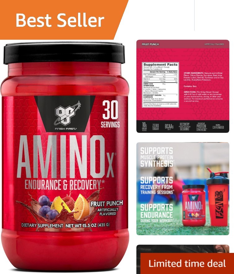 Amino X Muscle Recovery Powder – 10g BCAAs Keto Friendly, Zero Sugar 30 Servings