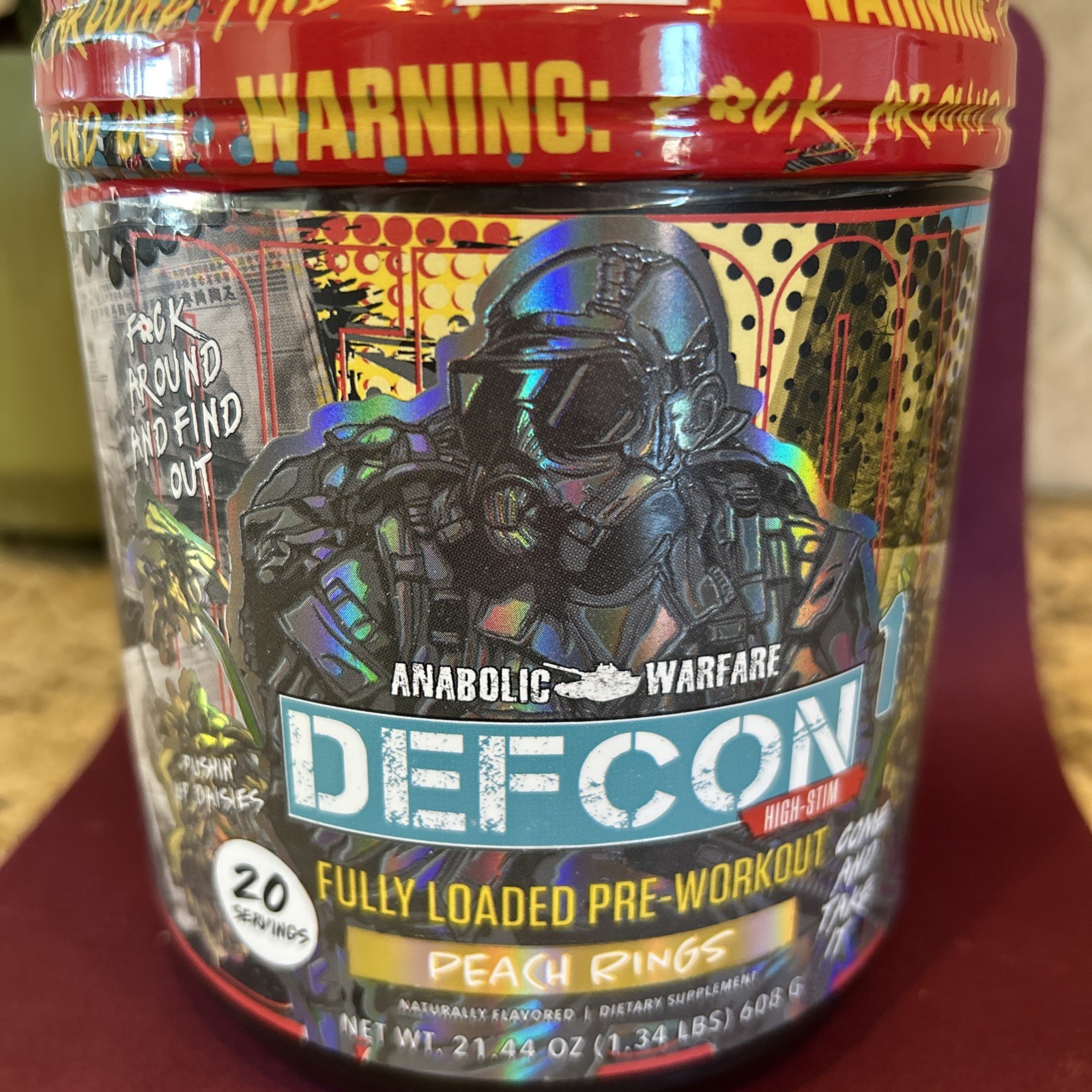 PACK OF TWO Anabolic Warfare DEFCON Fully Loaded Pre-Workout Peach Rings 5/26