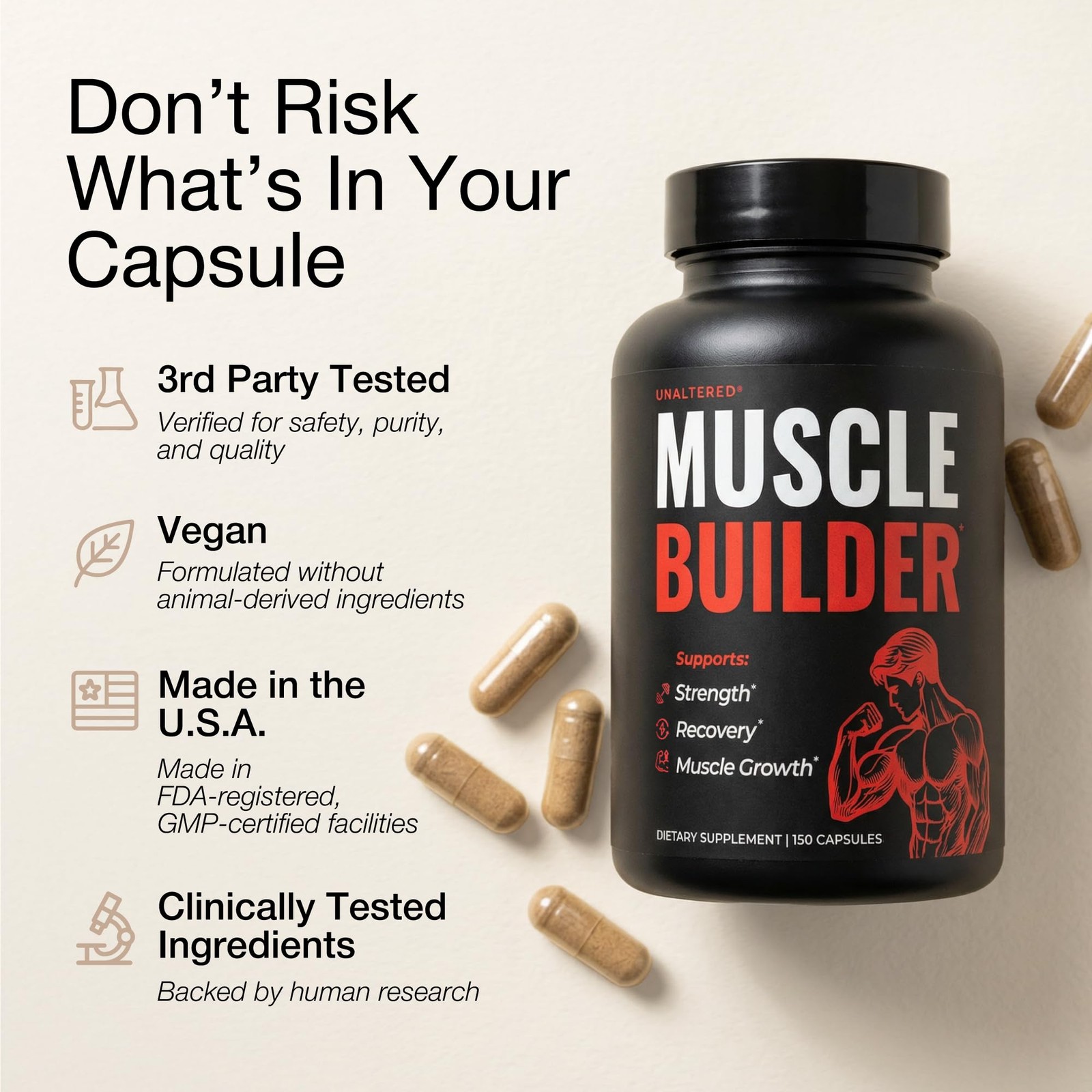 UNALTERED 6-in-1 Anabolic Muscle Builder for Men – 150 Count (Pack of 1)