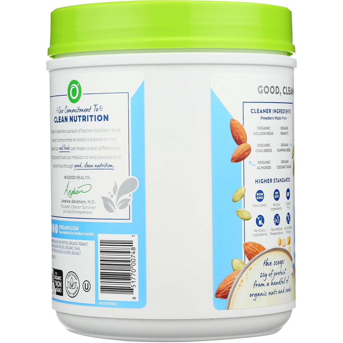 Orgain Creamy Vanilla Plant Based Protein Powder Organic Nuts Seeds 1 Pack