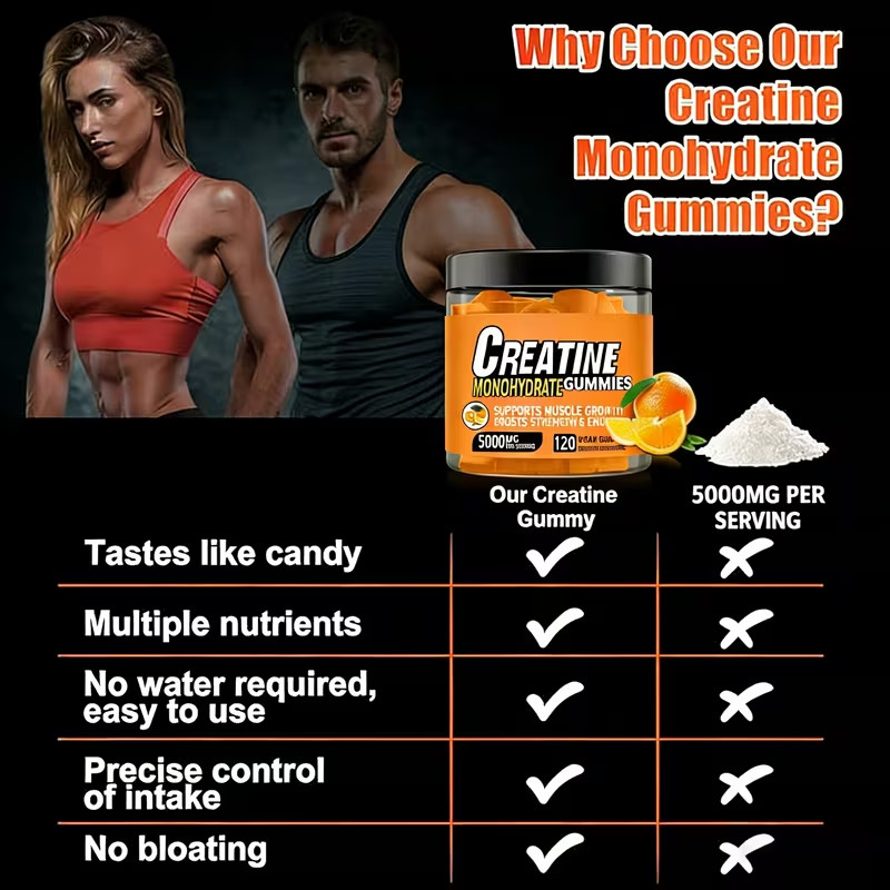 Creatine Monohydrate Gummies Orange Flavor No Additives Muscle Supplement