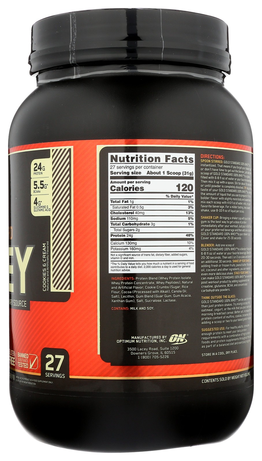 Gold Standard Whey Protein Powder By Optimum Nutrition 1.84 Lb 1.85 1 Pack
