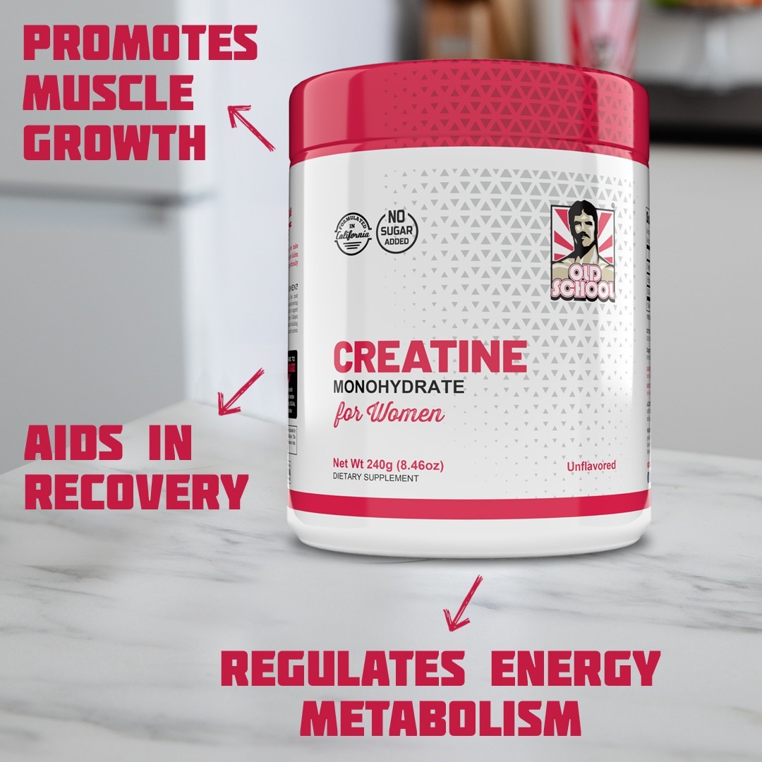 Old School Labs 5000mg Creatine Monohydrate Powder, Optimized Creatine for Women