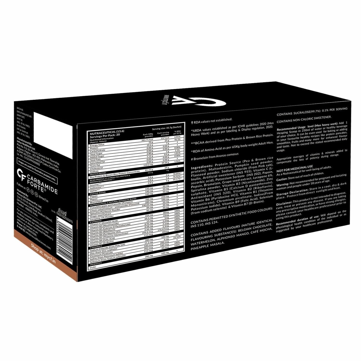 Carbamide Forte Plant Protein Powder:Multivitamin, Minerals,Superfoods 5 Flavors