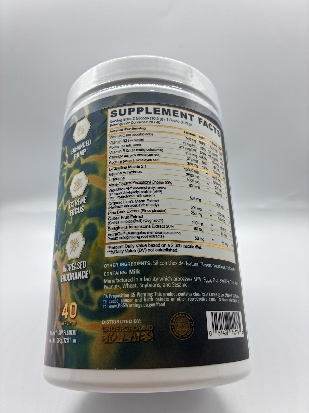 PandaSupplements Pump Stimulant-Free Preworkout Powder 40 Servings