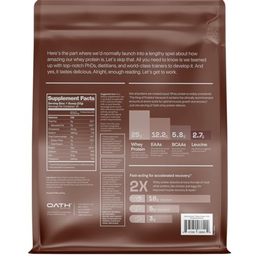 Oath Nutrition Whey Protein Powder, Chocolate Brownie, 25 Grams Protein And