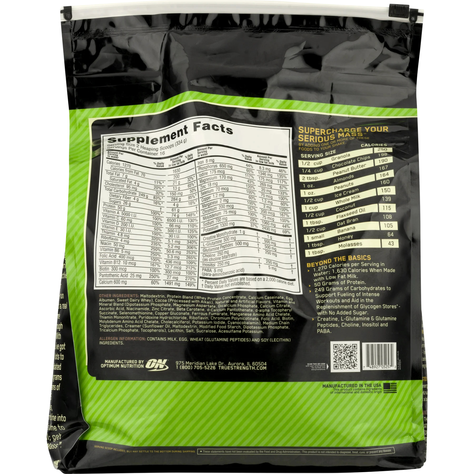 Optimum Nutrition Serious Mass Weight Gainer Protein Chocolate Peanut Butter …