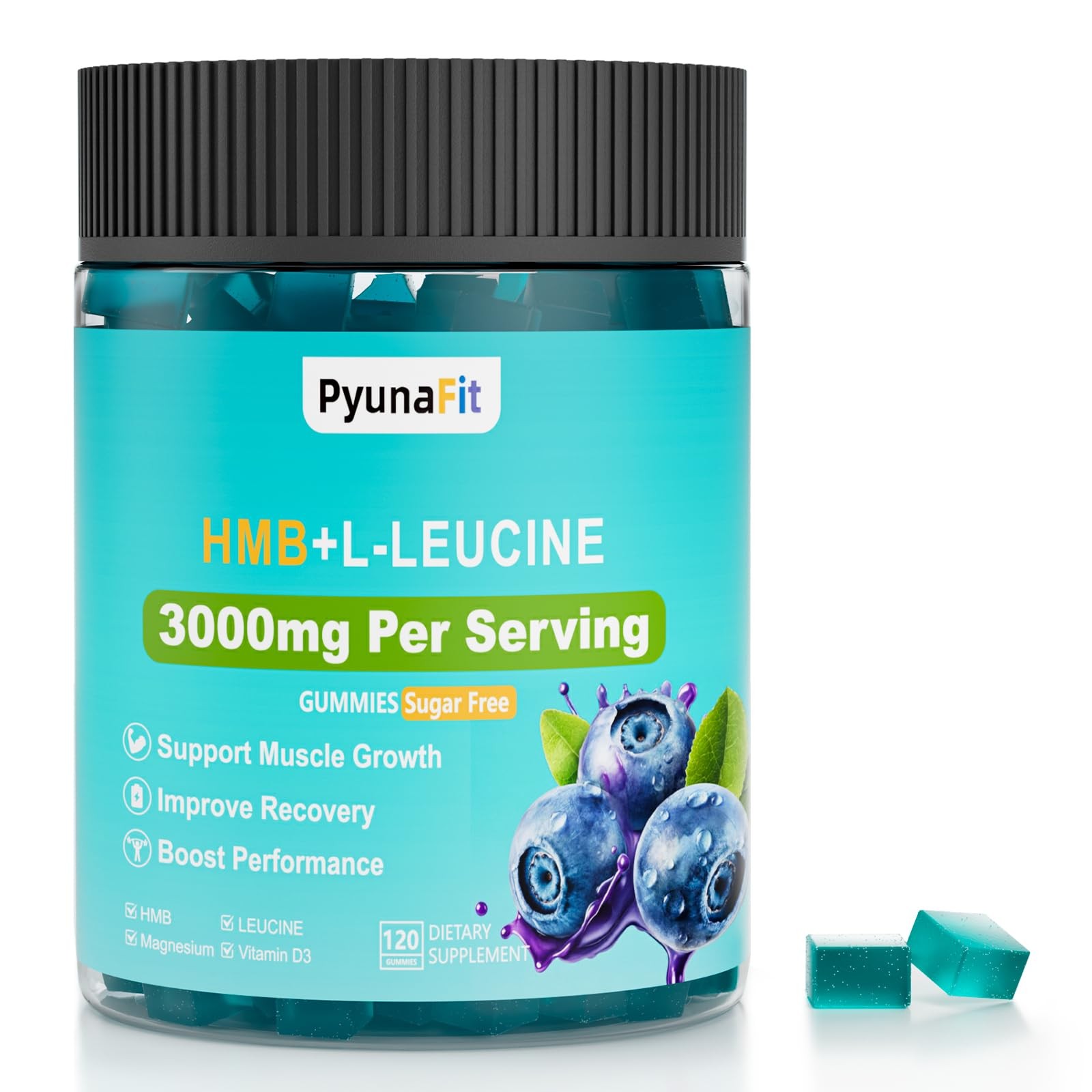 HMB Leucine Supplement Gummies, L-Leucine HMB with Vitamin D3 Magnesium Chewa…