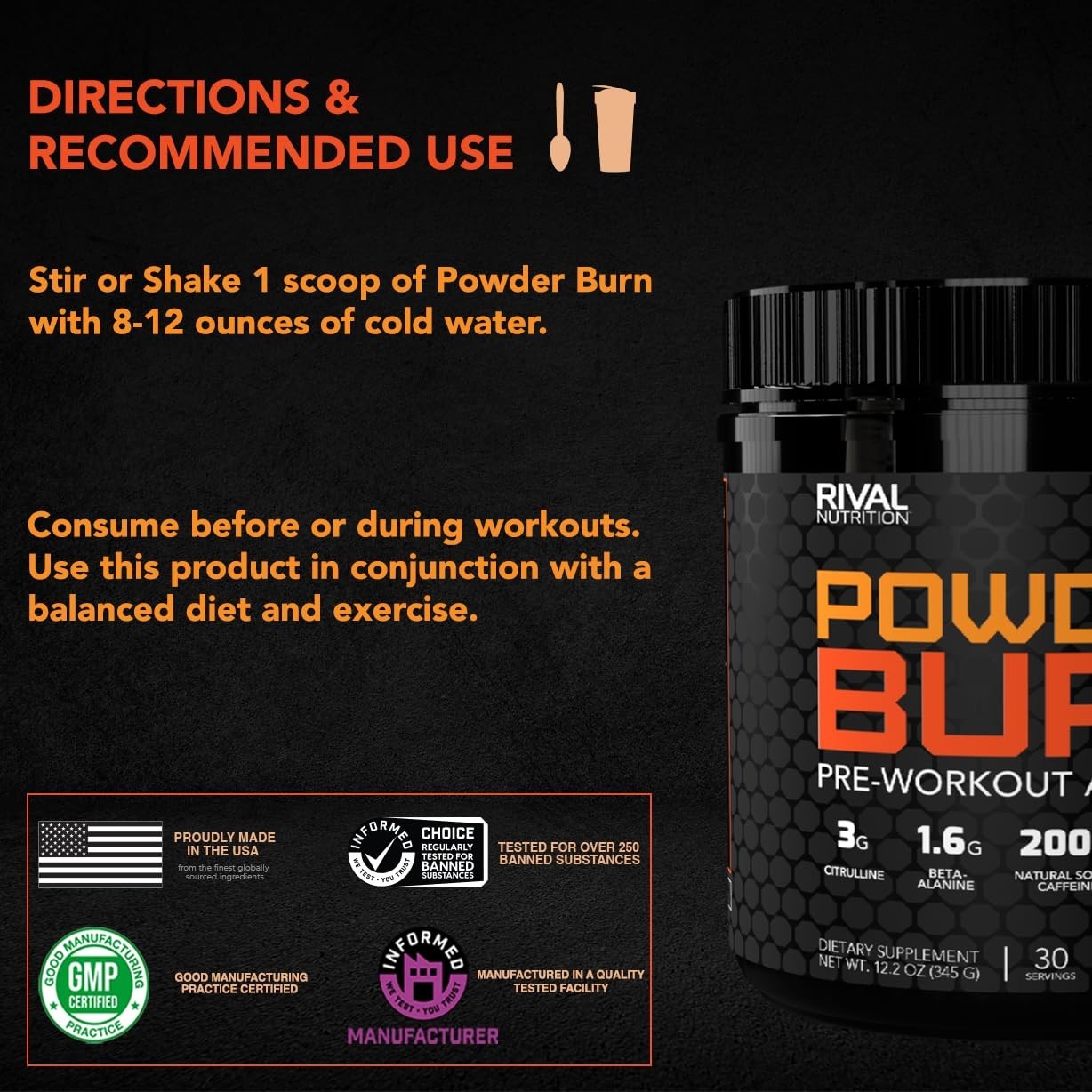 Juicy Orange Pre-Workout Powder – 30 Servings | Energy, Intensity, Citrulline, C