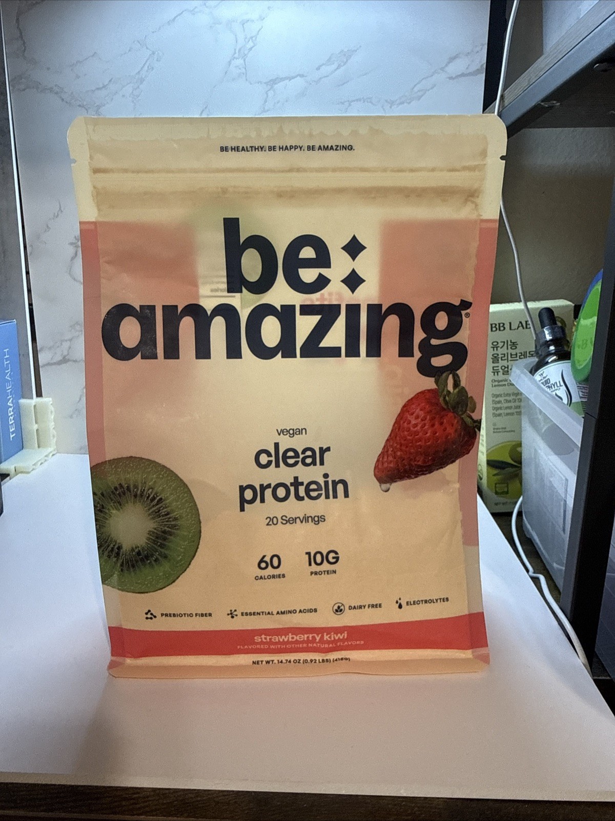 be amazing Clear Protein Vegan Dairy Free Strawberry Kiwi Powder 20 Serv 14.74oz