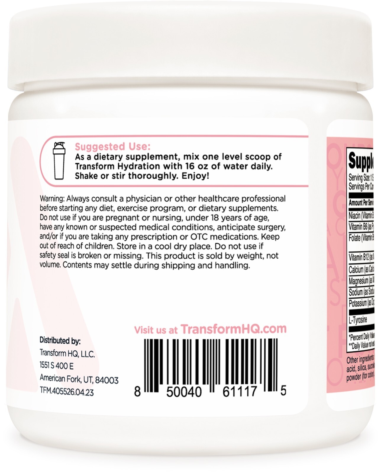 TransformHQ Hydration 42 Servings (Cotton Candy) – Electrolyte Drink Mix