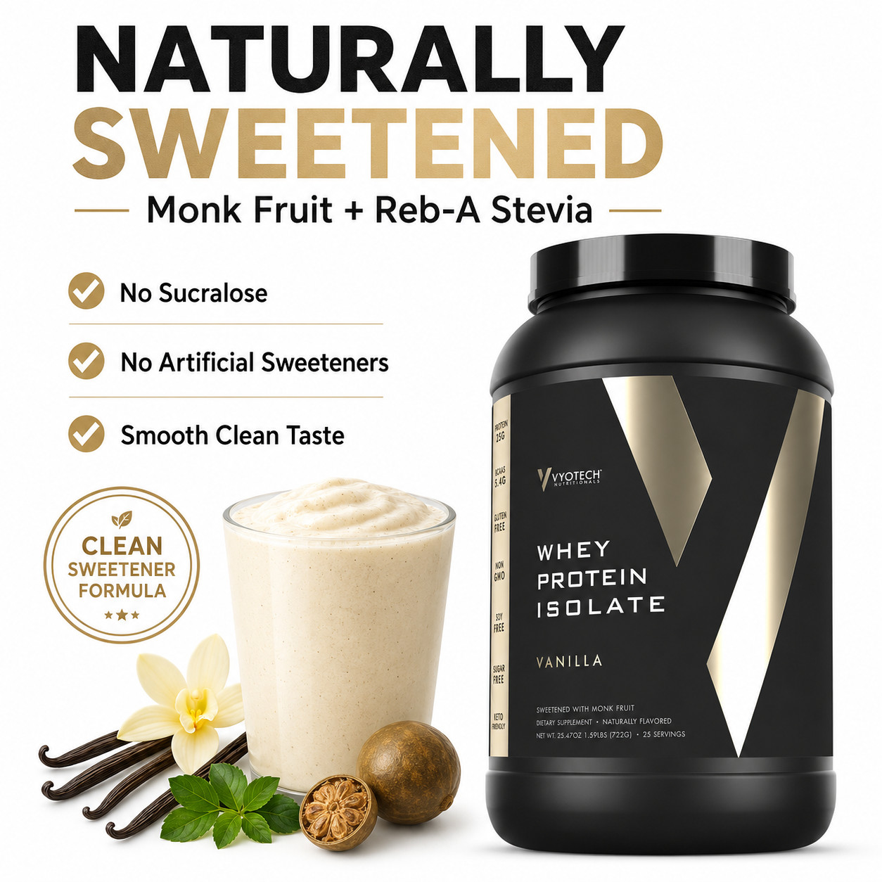 Whey Protein Isolate Vanilla Zero Carb Sugar Free Protein Powder 2 Pack